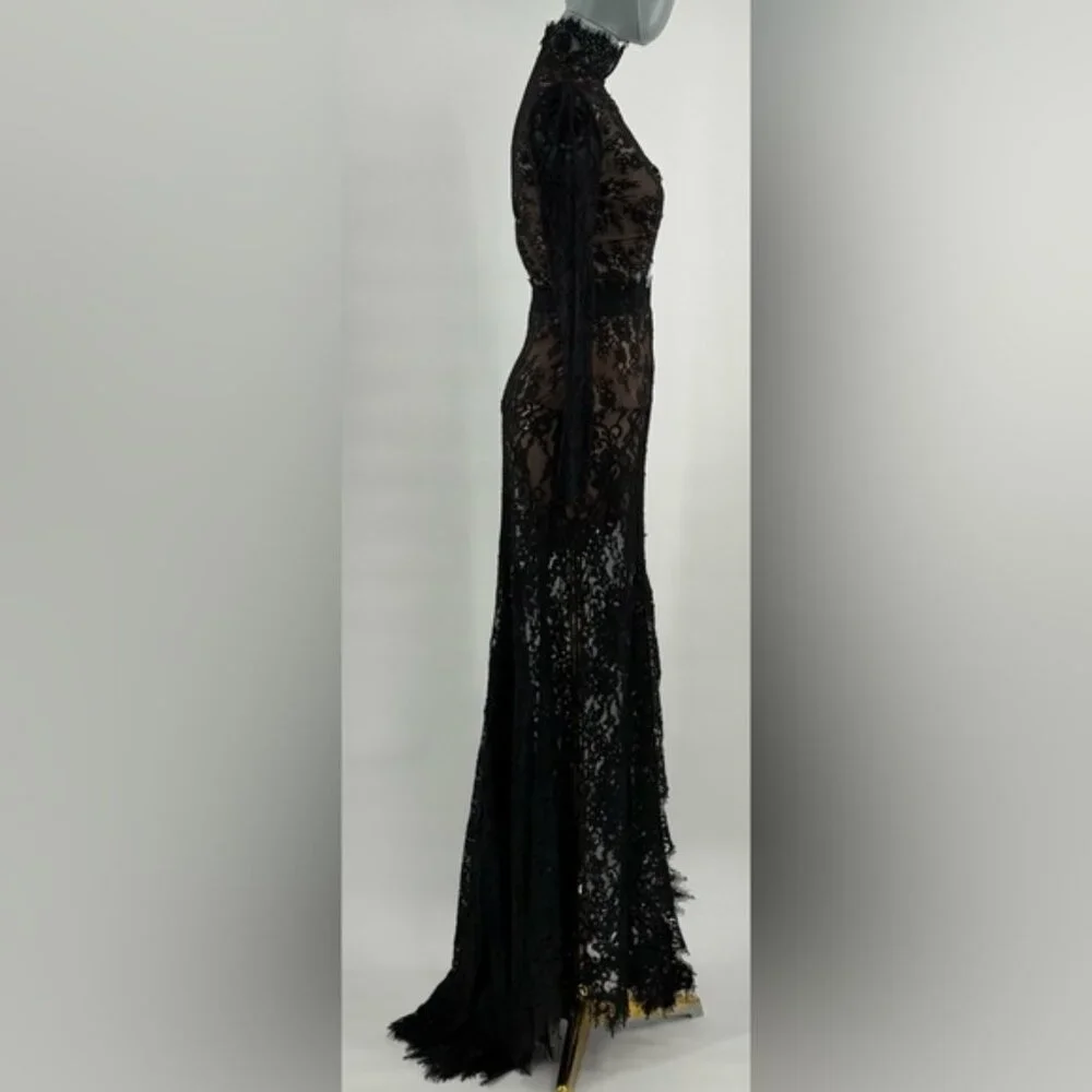🆕 BRONX & BANCO 🧿 NWOT Eleanor Black Lace Cut Out Gown, Sz XS US 2 - Picture 6 of 16
